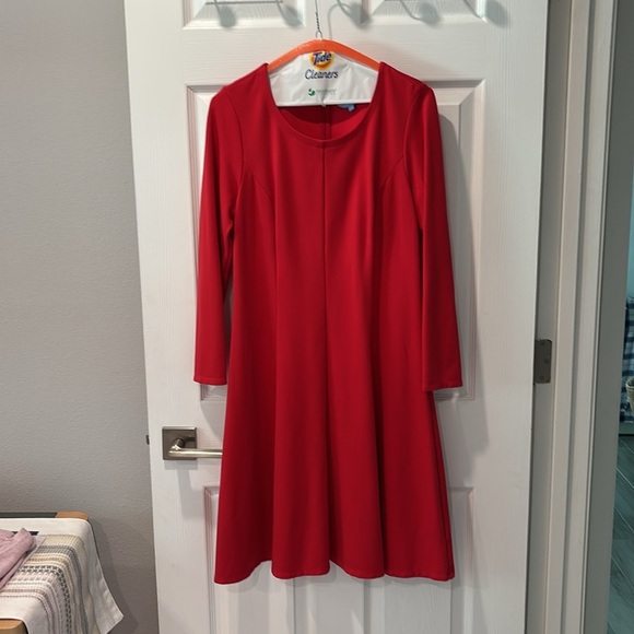 Draper James lipstick red ponte knit fit and flare dress size Small - Picture 12 of 12